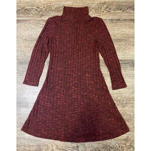 American Eagle Ribbed Mock Neck Dress Heather Burgundy Keyhole Back Size S/P